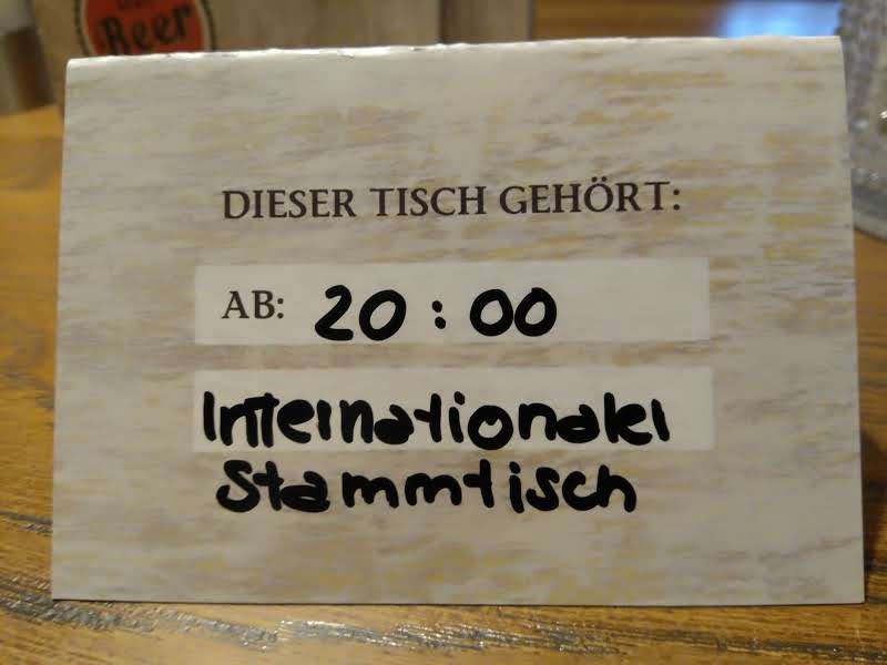 Reservation for the international 'Stammtisch'