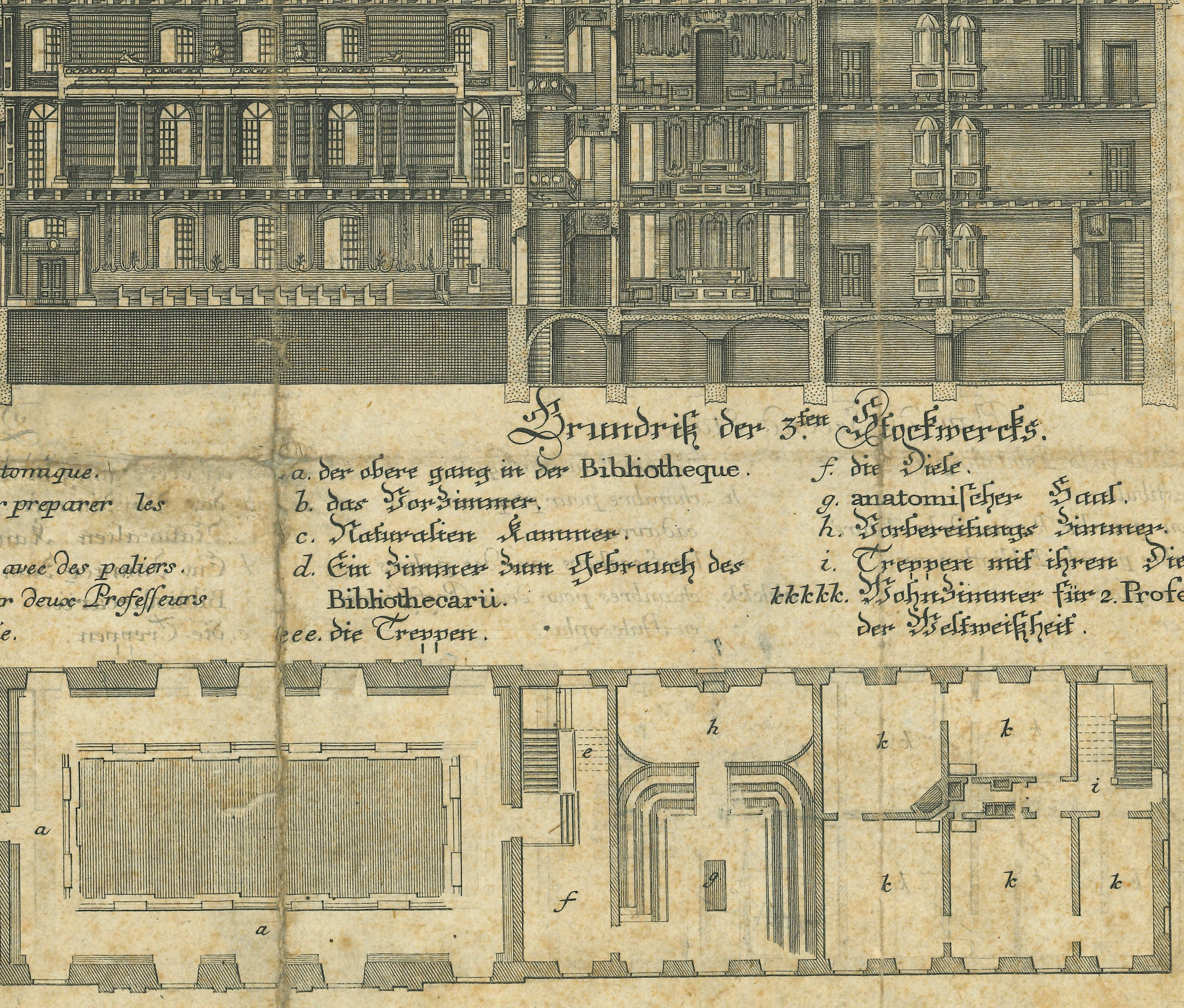 Grundriss des Universitätshauptgebäudes aus dem Jahr 1750 Das Bild zeigt einen Grundriss des Universitätshauptgebäudes aus dem Jahr 1750.