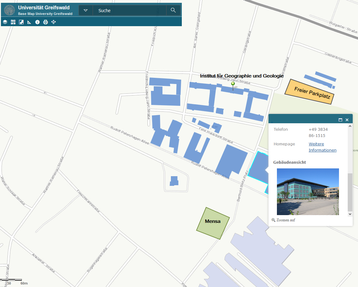 Online map of full accessibility and equipment provided in the University of Greifswald’s buildings 