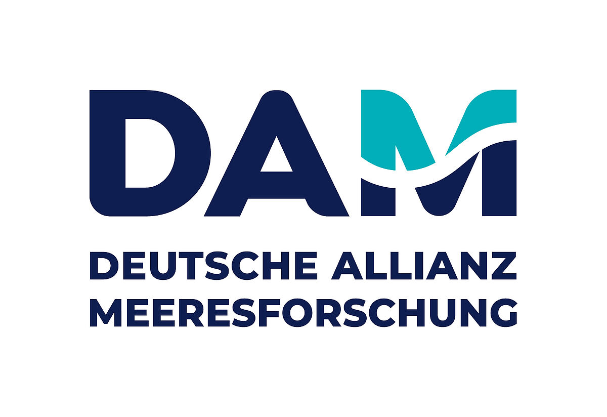 Das Logo der Deutschen Allianz Meeresforschung bestehend aus den Buchstaben DAM