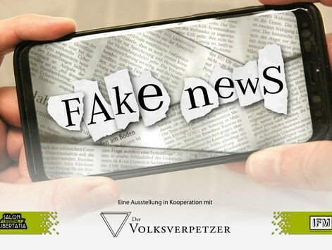 Titelgrafik zur Ausstellung über Fake News, ©Initiative für Freizeit und Musikkultur