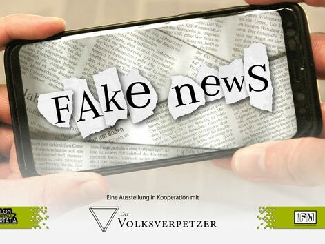 Titelgrafik zur Ausstellung über Fake News, ©Initiative für Freizeit und Musikkultur