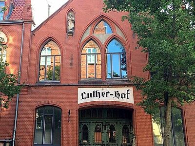 Gebäudeansicht vom Lutherhof in Greifswald.