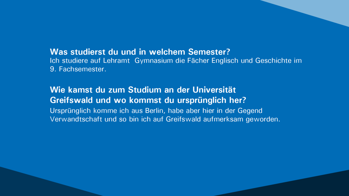 Steckbrief Slider Niklas Michel: Universität Greifswald