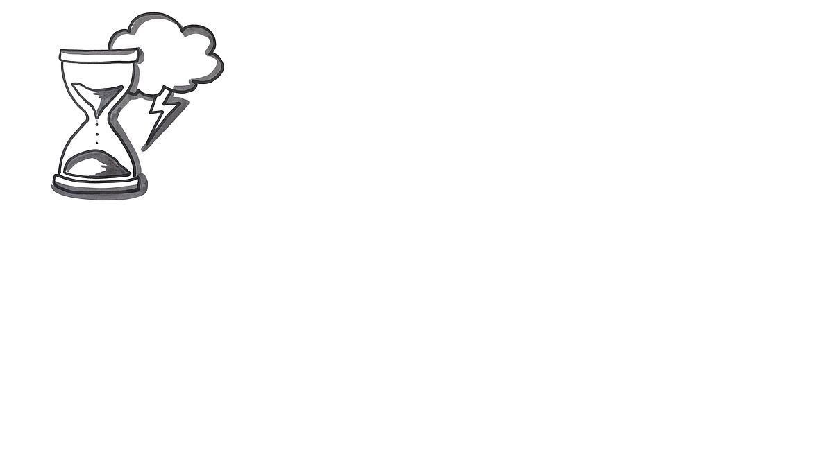 Eine Sanduhr mit einer Gewitterwolke