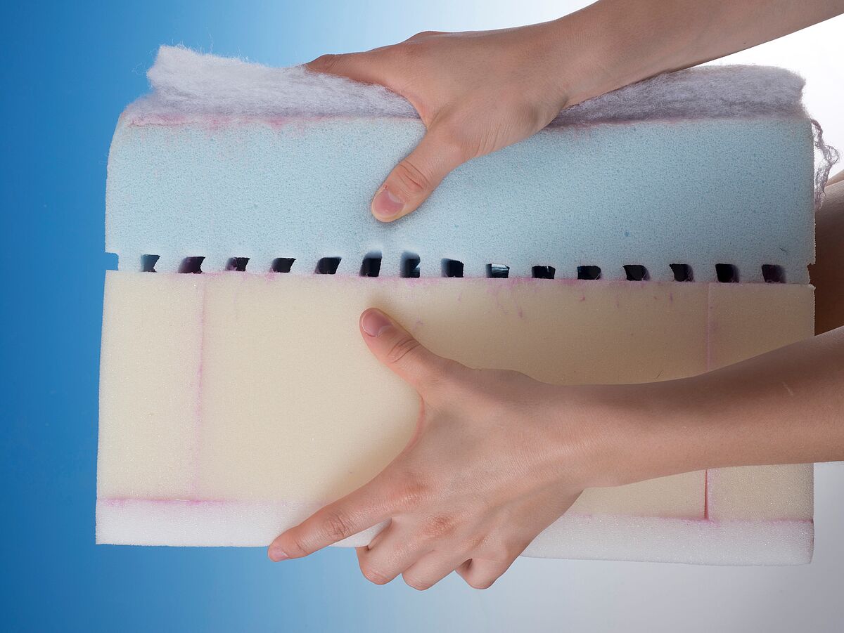 The picture shows a mattress made from polyurethane. © Covestro AG