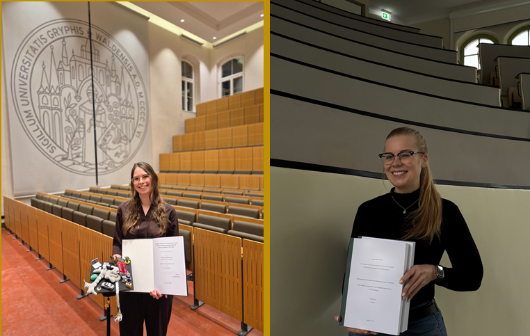 Anna Fromm und Lia Grahl mit ihren Dissertationen