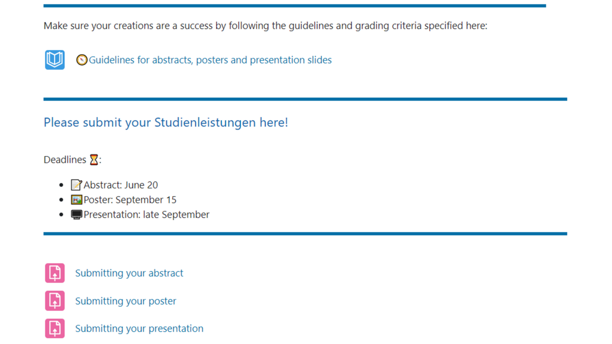 Nutzung von Moodle-Aktivitäten zur Abgabe von Studienleistungen