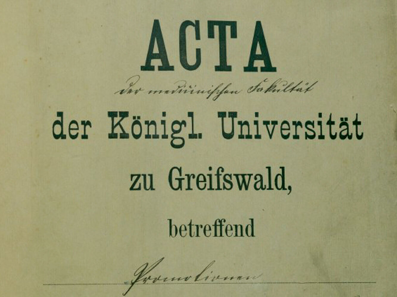 Akte Gertrud Roegner aus dem Universitätsarchiv Greifswald