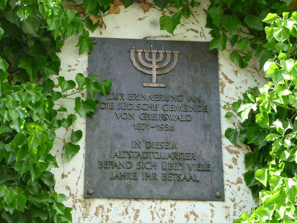 Gedenktafel für die jüdische Gemeinde von Greifswald, ©Universitäts- und Hansestadt Greifswald