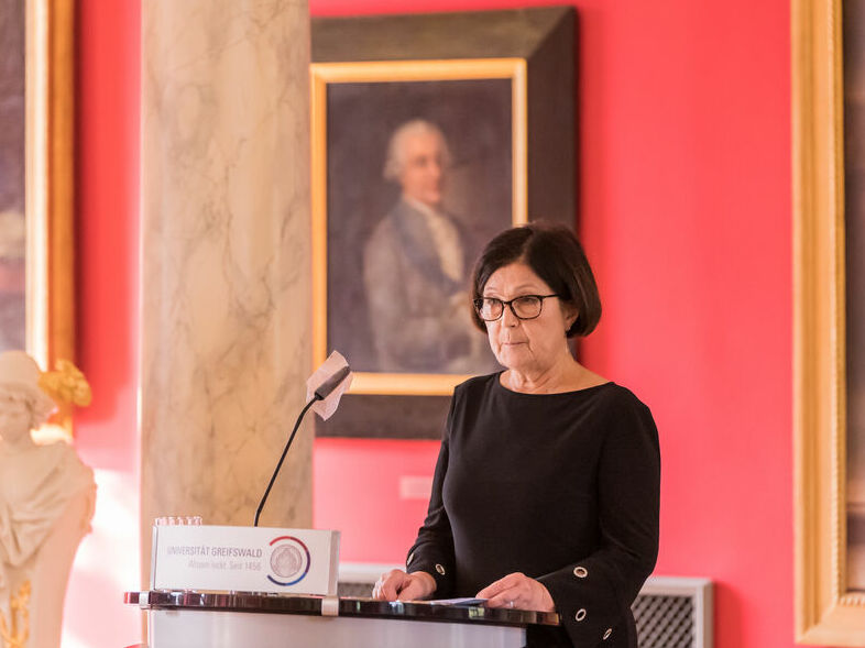 Rede der Ehrendoktorin Prof. Dr. Kaisa Häkkinen, © Laura Schirrmeister, 2021