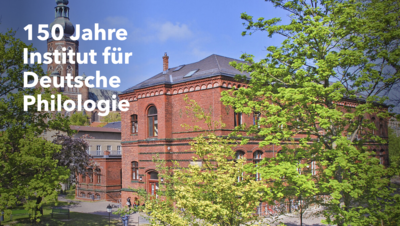 Sommerlicher Blick auf das Institutsgebäude der Deutschen Philologie.