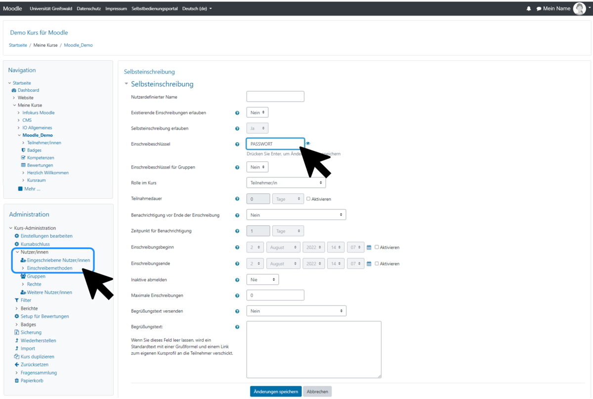 Activate self-enrolment with password