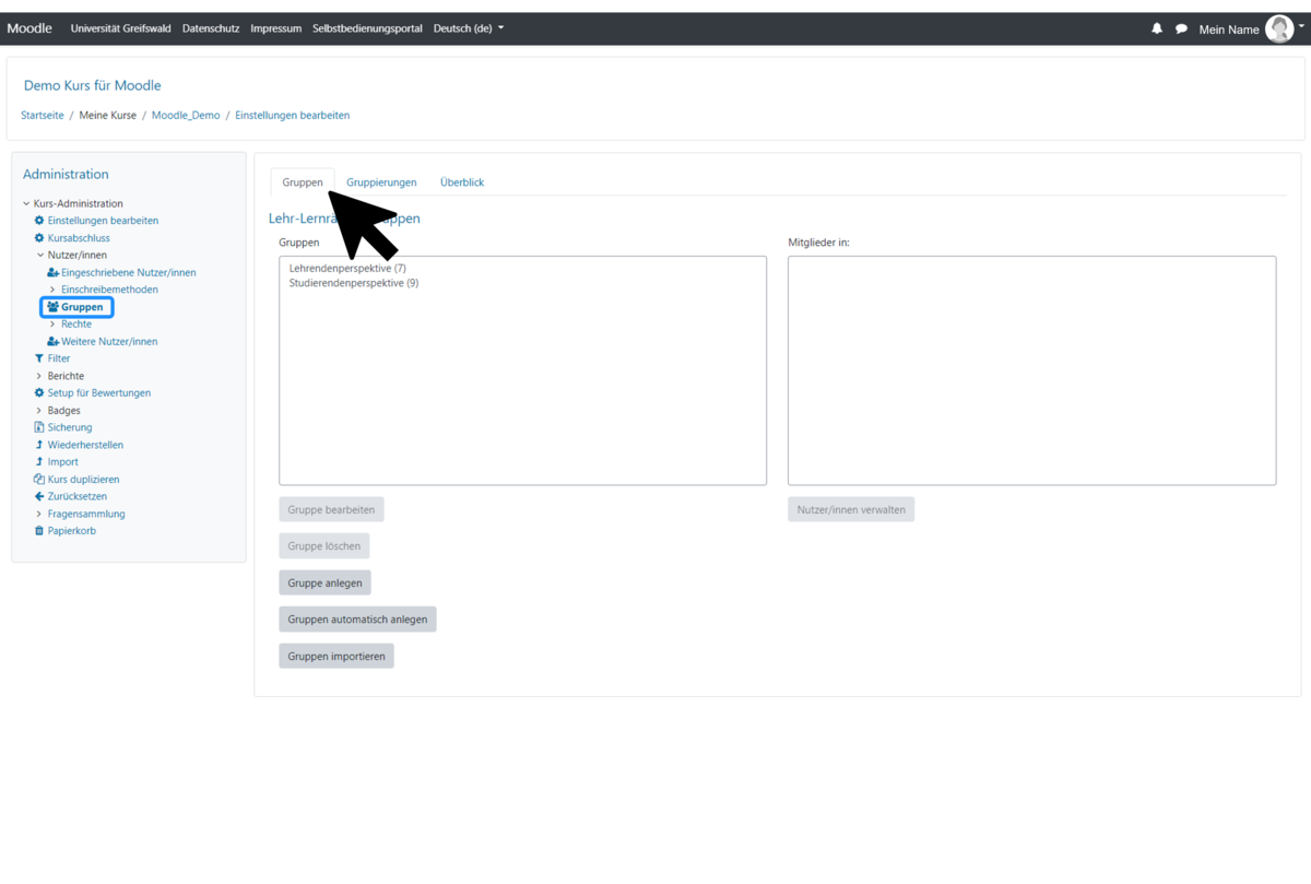 Adjust settings for groups in the Moodle course