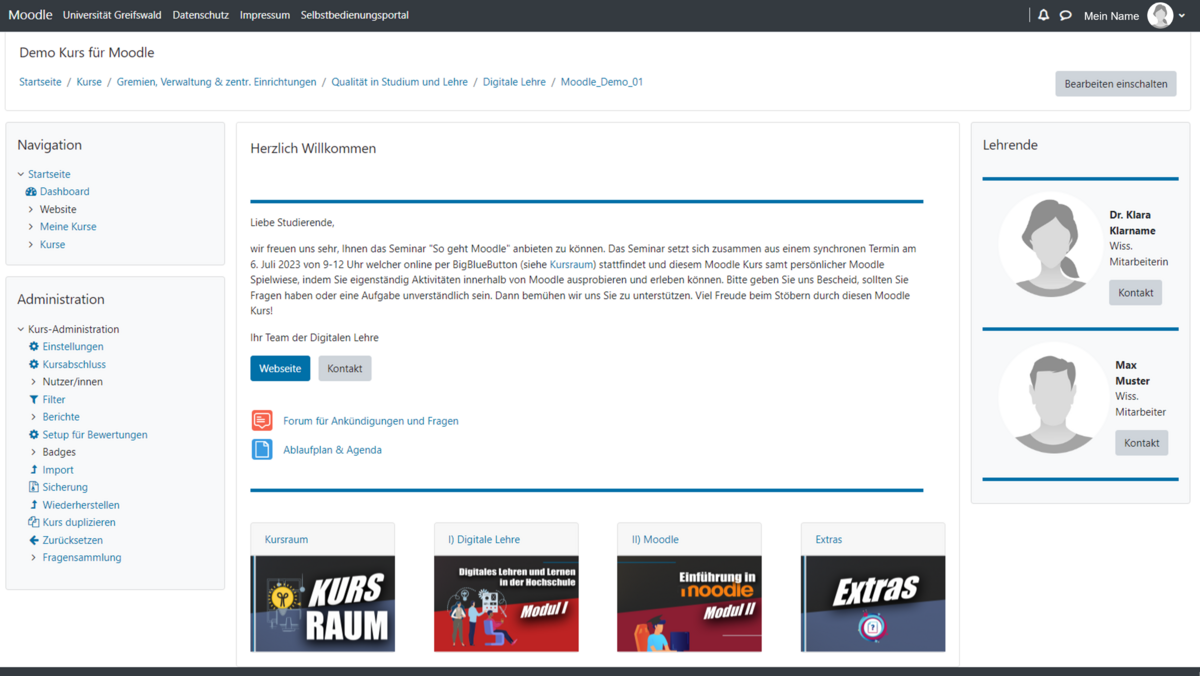 Moodle course format: grid format (Boost theme)