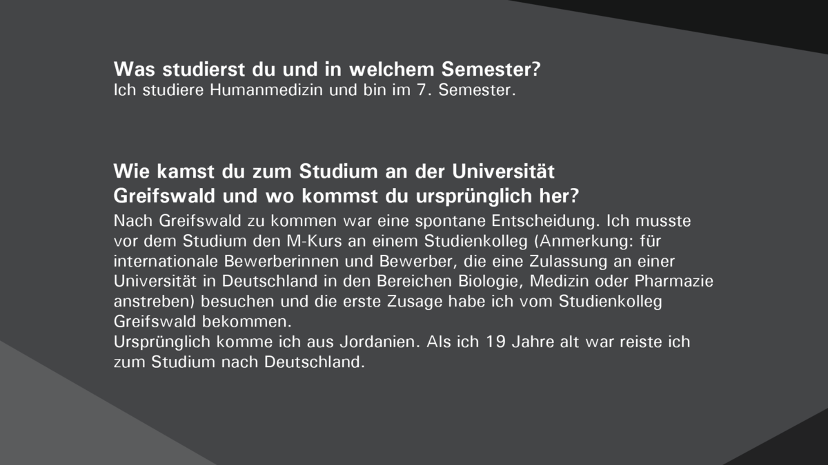 Steckbrief Slider Sara Qarqash: Universität Greifswald